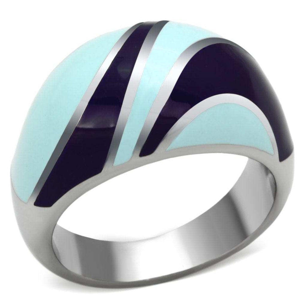 TK835 - High polished (no plating) Stainless Steel Ring with Epoxy in Multi Color - Alamode - Flyclothing LLC