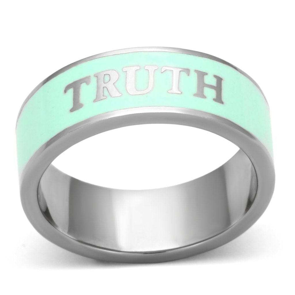 TK836 - High polished (no plating) Stainless Steel Ring with Epoxy in Turquoise - Alamode - Flyclothing LLC