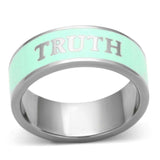 TK836 - High polished (no plating) Stainless Steel Ring with Epoxy in Turquoise - Alamode - Flyclothing LLC