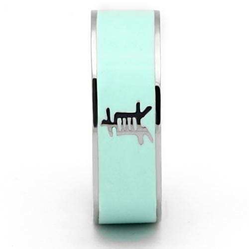 TK836 - High polished (no plating) Stainless Steel Ring with Epoxy in Turquoise - Alamode - Flyclothing LLC