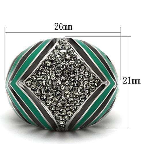 TK839 - High polished (no plating) Stainless Steel Ring with Top Grade Crystal in Black Diamond - Alamode - Flyclothing LLC
