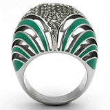 TK839 - High polished (no plating) Stainless Steel Ring with Top Grade Crystal in Black Diamond - Alamode - Flyclothing LLC