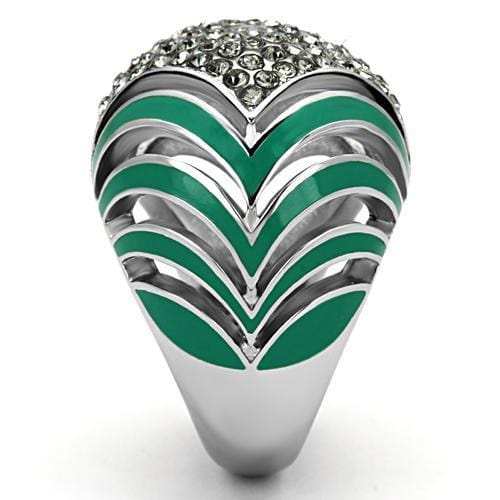 TK839 - High polished (no plating) Stainless Steel Ring with Top Grade Crystal in Black Diamond - Alamode - Flyclothing LLC