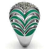 TK839 - High polished (no plating) Stainless Steel Ring with Top Grade Crystal in Black Diamond - Alamode - Flyclothing LLC