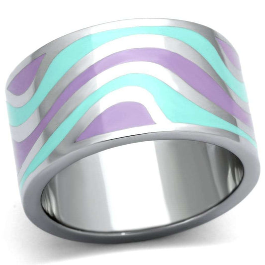 TK840 - High polished (no plating) Stainless Steel Ring with Epoxy in Multi Color - Alamode - Flyclothing LLC