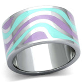 TK840 - High polished (no plating) Stainless Steel Ring with Epoxy in Multi Color - Alamode - Flyclothing LLC