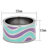 TK840 - High polished (no plating) Stainless Steel Ring with Epoxy in Multi Color - Alamode - Flyclothing LLC