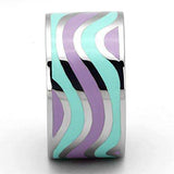 TK840 - High polished (no plating) Stainless Steel Ring with Epoxy in Multi Color - Alamode - Flyclothing LLC