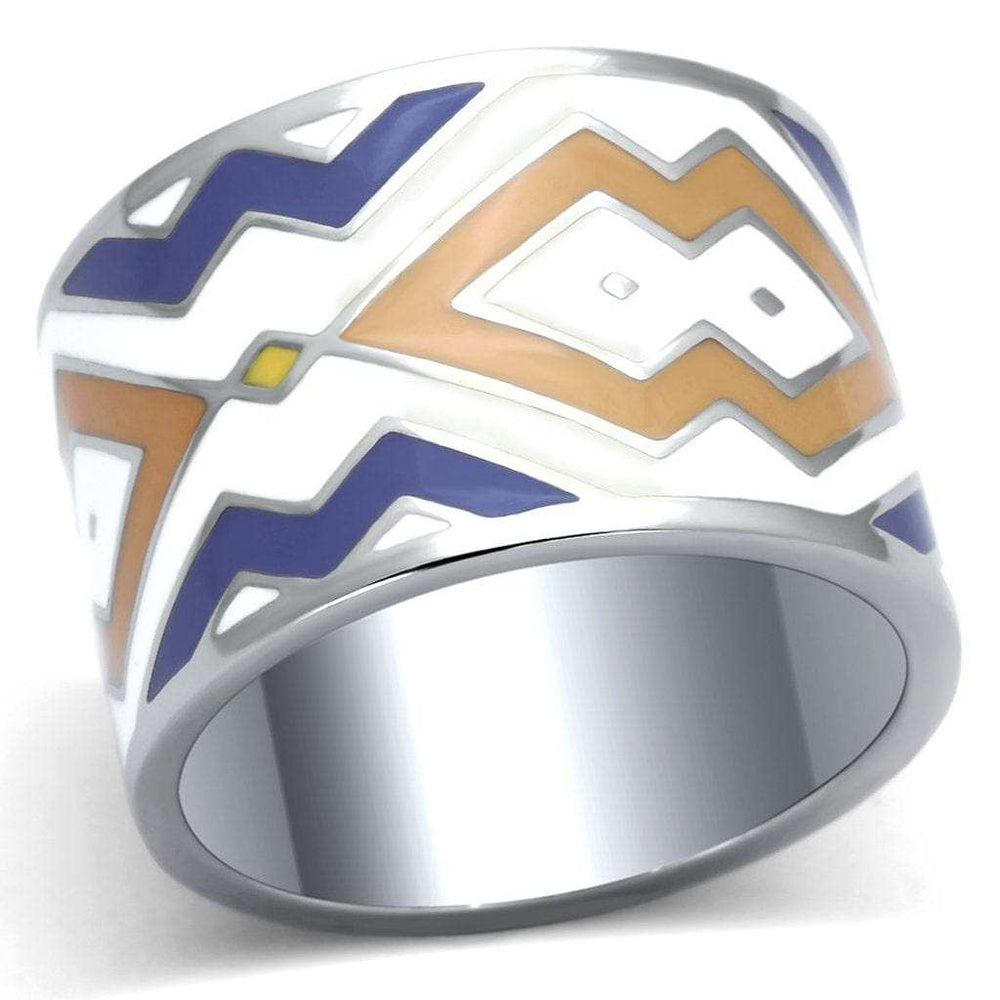 TK841 - High polished (no plating) Stainless Steel Ring with Epoxy in Multi Color - Alamode - Flyclothing LLC