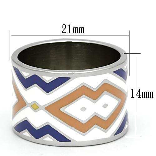 TK841 - High polished (no plating) Stainless Steel Ring with Epoxy in Multi Color - Alamode - Flyclothing LLC