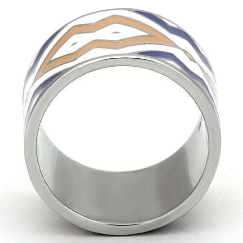 TK841 - High polished (no plating) Stainless Steel Ring with Epoxy in Multi Color - Alamode - Flyclothing LLC