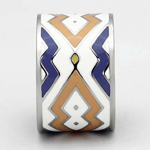 TK841 - High polished (no plating) Stainless Steel Ring with Epoxy in Multi Color - Alamode - Flyclothing LLC