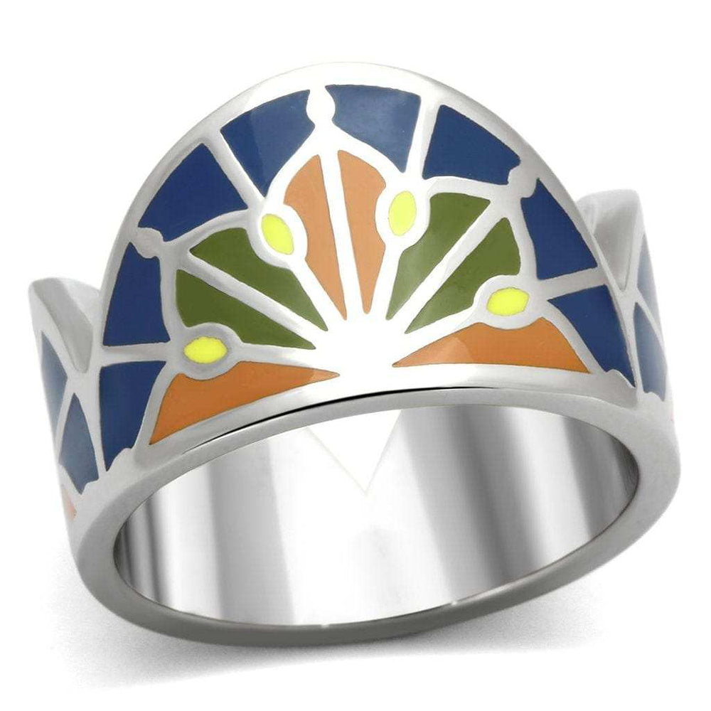 TK842 - High polished (no plating) Stainless Steel Ring with Epoxy in Multi Color - Alamode - Flyclothing LLC