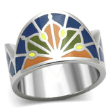 TK842 - High polished (no plating) Stainless Steel Ring with Epoxy in Multi Color - Alamode - Flyclothing LLC