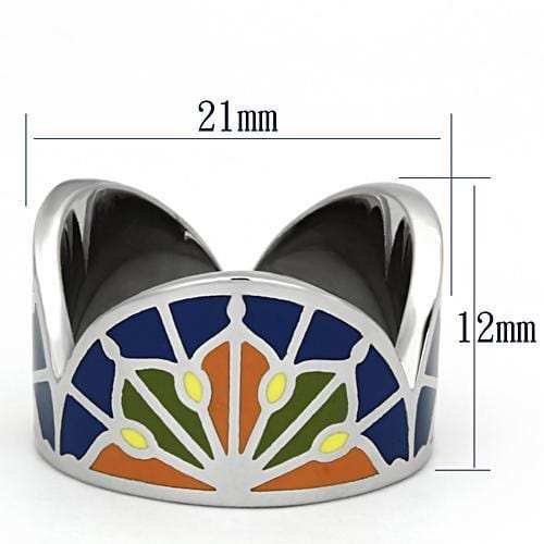 TK842 - High polished (no plating) Stainless Steel Ring with Epoxy in Multi Color - Alamode - Flyclothing LLC