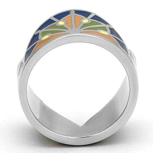 TK842 - High polished (no plating) Stainless Steel Ring with Epoxy in Multi Color - Alamode - Flyclothing LLC
