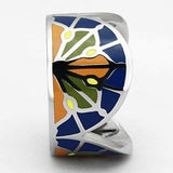TK842 - High polished (no plating) Stainless Steel Ring with Epoxy in Multi Color - Alamode - Flyclothing LLC