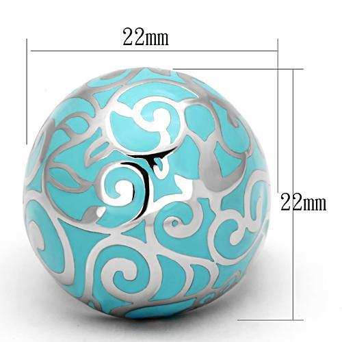TK845 - High polished (no plating) Stainless Steel Ring with Epoxy in Aquamarine - Alamode - Flyclothing LLC