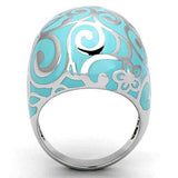 TK845 - High polished (no plating) Stainless Steel Ring with Epoxy in Aquamarine - Alamode - Flyclothing LLC