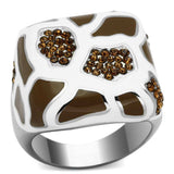 TK847 - High polished (no plating) Stainless Steel Ring with Top Grade Crystal in Smoked Quartz - Alamode - Flyclothing LLC