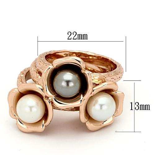 TK852 - IP Rose Gold(Ion Plating) Stainless Steel Ring with Synthetic Glass Bead in Multi Color - Alamode - Flyclothing LLC