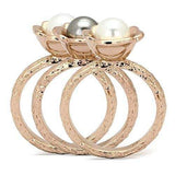 TK852 - IP Rose Gold(Ion Plating) Stainless Steel Ring with Synthetic Glass Bead in Multi Color - Alamode - Flyclothing LLC