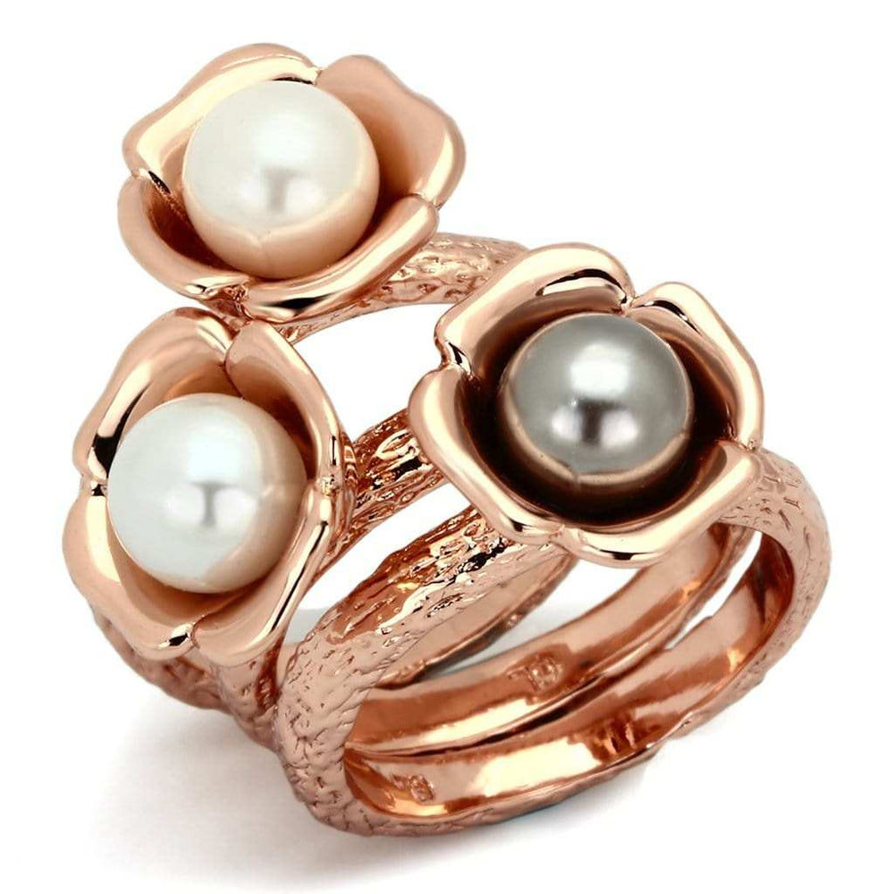 TK852 - IP Rose Gold(Ion Plating) Stainless Steel Ring with Synthetic Glass Bead in Multi Color - Alamode - Flyclothing LLC