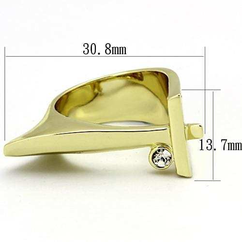 TK853 - IP Gold(Ion Plating) Stainless Steel Ring with Top Grade Crystal in Clear - Alamode - Flyclothing LLC
