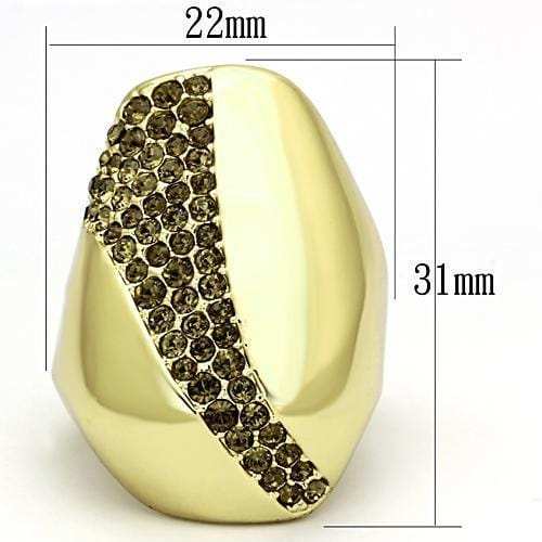 TK854 - IP Gold(Ion Plating) Stainless Steel Ring with Top Grade Crystal in Smoked Quartz - Alamode - Flyclothing LLC