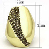 TK854 - IP Gold(Ion Plating) Stainless Steel Ring with Top Grade Crystal in Smoked Quartz - Alamode - Flyclothing LLC