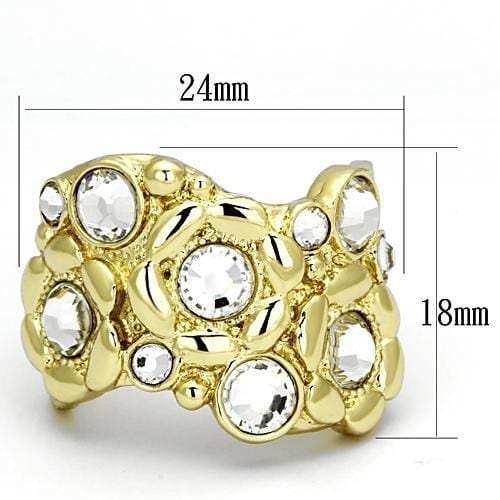 TK856 - IP Gold(Ion Plating) Stainless Steel Ring with Top Grade Crystal in Clear - Alamode - Flyclothing LLC