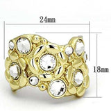 TK856 - IP Gold(Ion Plating) Stainless Steel Ring with Top Grade Crystal in Clear - Alamode - Flyclothing LLC