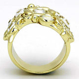 TK856 - IP Gold(Ion Plating) Stainless Steel Ring with Top Grade Crystal in Clear - Alamode - Flyclothing LLC