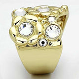 TK856 - IP Gold(Ion Plating) Stainless Steel Ring with Top Grade Crystal in Clear - Alamode - Flyclothing LLC