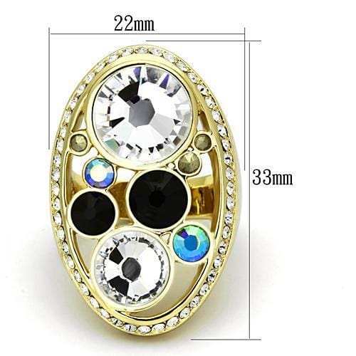 TK857 - IP Gold(Ion Plating) Stainless Steel Ring with Top Grade Crystal in Multi Color - Alamode - Flyclothing LLC