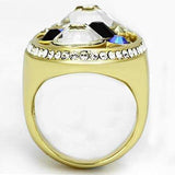TK857 - IP Gold(Ion Plating) Stainless Steel Ring with Top Grade Crystal in Multi Color - Alamode - Flyclothing LLC