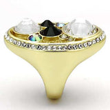 TK857 - IP Gold(Ion Plating) Stainless Steel Ring with Top Grade Crystal in Multi Color - Alamode - Flyclothing LLC