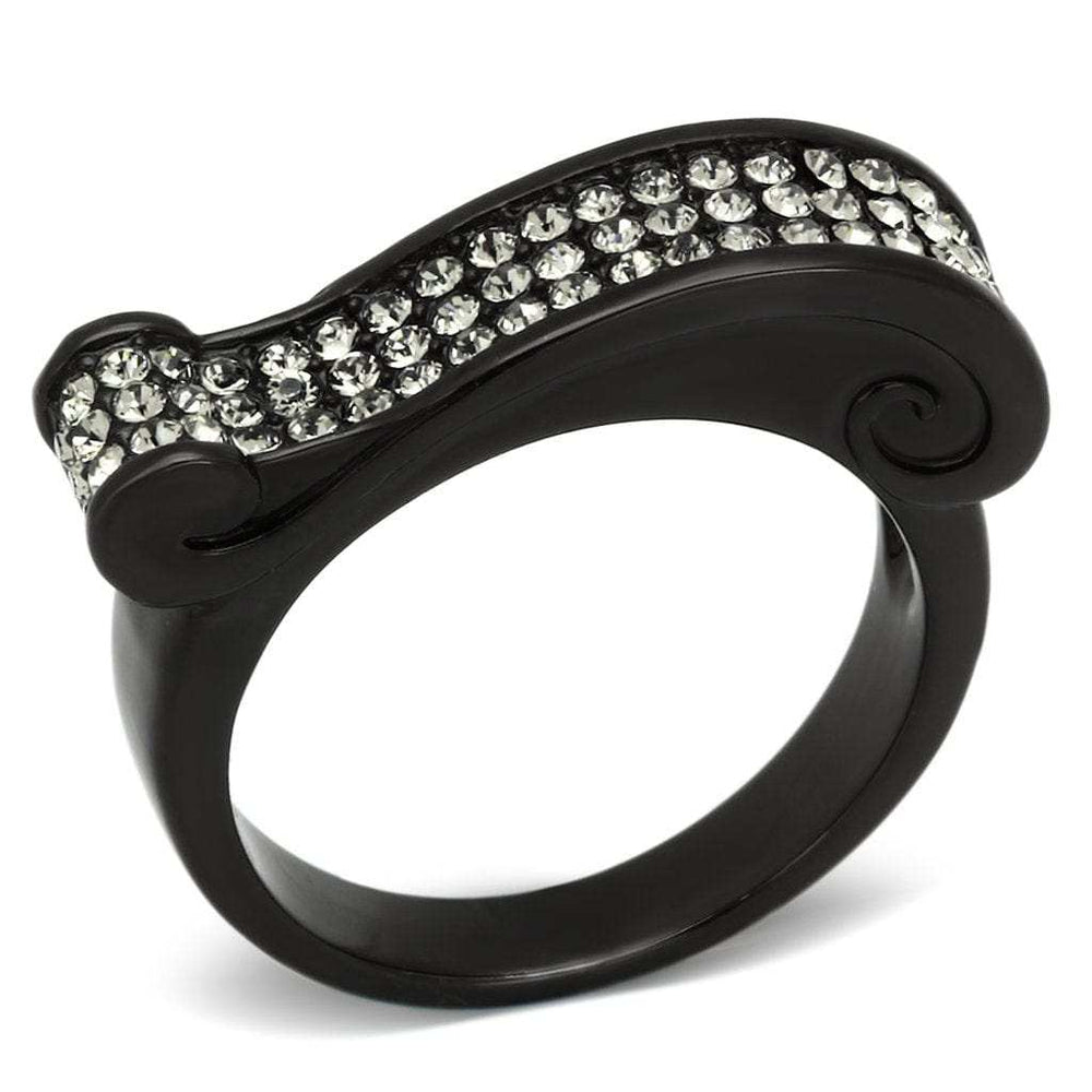 TK862 - IP Black(Ion Plating) Stainless Steel Ring with Top Grade Crystal in Black Diamond - Alamode - Flyclothing LLC