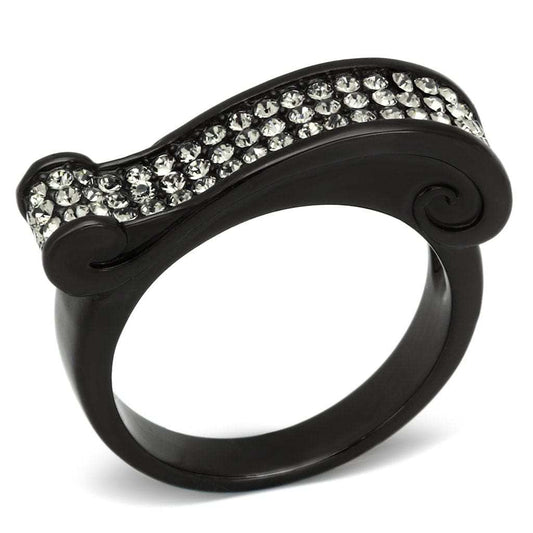 TK862 - IP Black(Ion Plating) Stainless Steel Ring with Top Grade Crystal in Black Diamond - Alamode - Flyclothing LLC