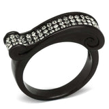 TK862 - IP Black(Ion Plating) Stainless Steel Ring with Top Grade Crystal in Black Diamond - Alamode - Flyclothing LLC