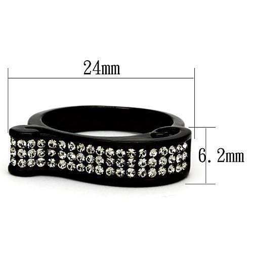 TK862 - IP Black(Ion Plating) Stainless Steel Ring with Top Grade Crystal in Black Diamond - Alamode - Flyclothing LLC