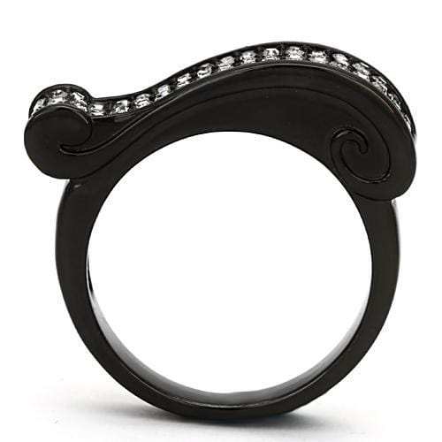 TK862 - IP Black(Ion Plating) Stainless Steel Ring with Top Grade Crystal in Black Diamond - Alamode - Flyclothing LLC