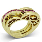 TK863 - IP Gold(Ion Plating) Stainless Steel Ring with Top Grade Crystal in Fuchsia - Alamode - Flyclothing LLC