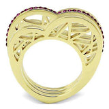 TK863 - IP Gold(Ion Plating) Stainless Steel Ring with Top Grade Crystal in Fuchsia - Alamode - Flyclothing LLC