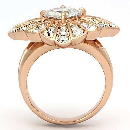 TK866 - IP Rose Gold(Ion Plating) Stainless Steel Ring with AAA Grade CZ in Clear - Alamode - Flyclothing LLC
