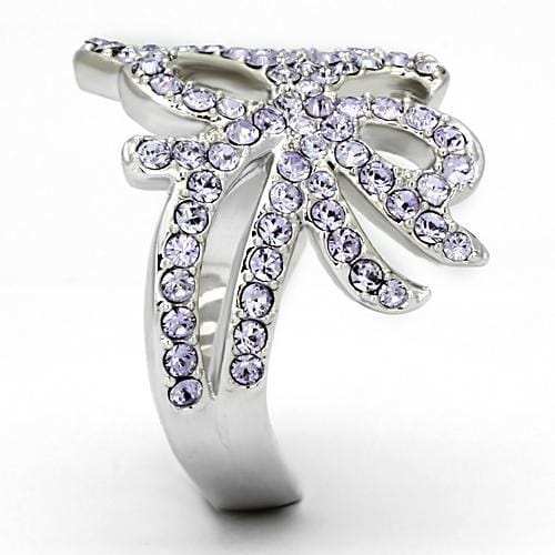 TK869 - High polished (no plating) Stainless Steel Ring with Top Grade Crystal in Light Sapphire - Alamode - Flyclothing LLC