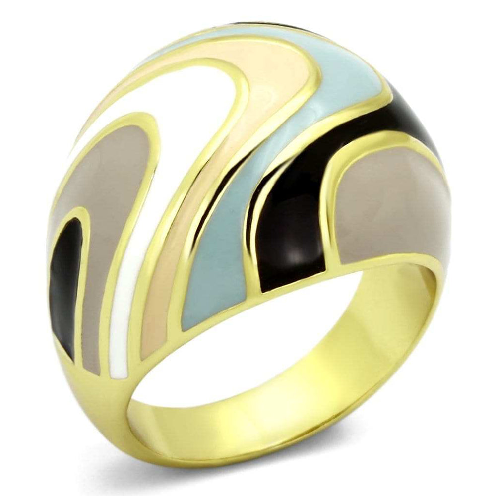 TK870 - IP Gold(Ion Plating) Stainless Steel Ring with Epoxy in Multi Color - Alamode - Flyclothing LLC