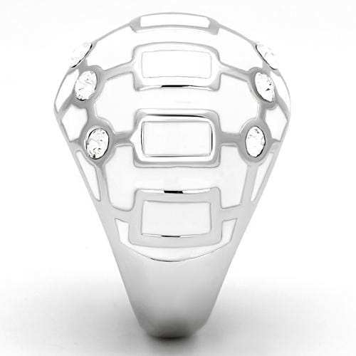 TK871 - High polished (no plating) Stainless Steel Ring with Top Grade Crystal in Clear - Alamode - Flyclothing LLC