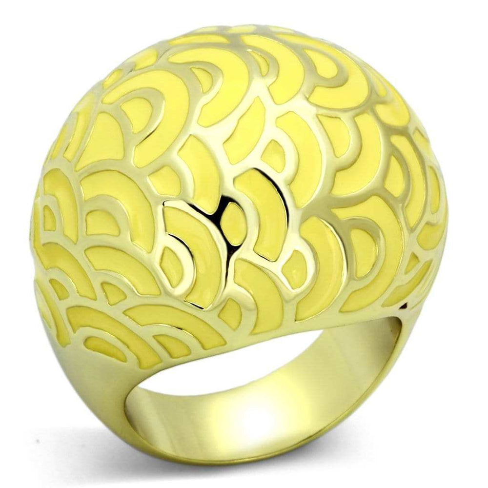 TK873 - IP Gold(Ion Plating) Stainless Steel Ring with Epoxy in Topaz - Alamode - Flyclothing LLC