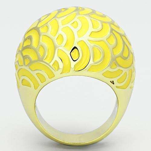 TK873 - IP Gold(Ion Plating) Stainless Steel Ring with Epoxy in Topaz - Alamode - Flyclothing LLC